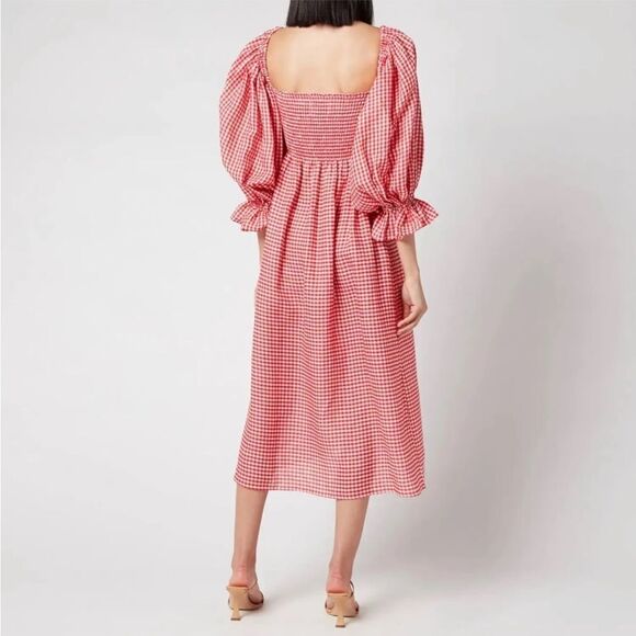 NWT SLEEPER Atlanta Puff-Sleeve Linen Dress with matching hair bow Sz Small - Picture 3 of 5